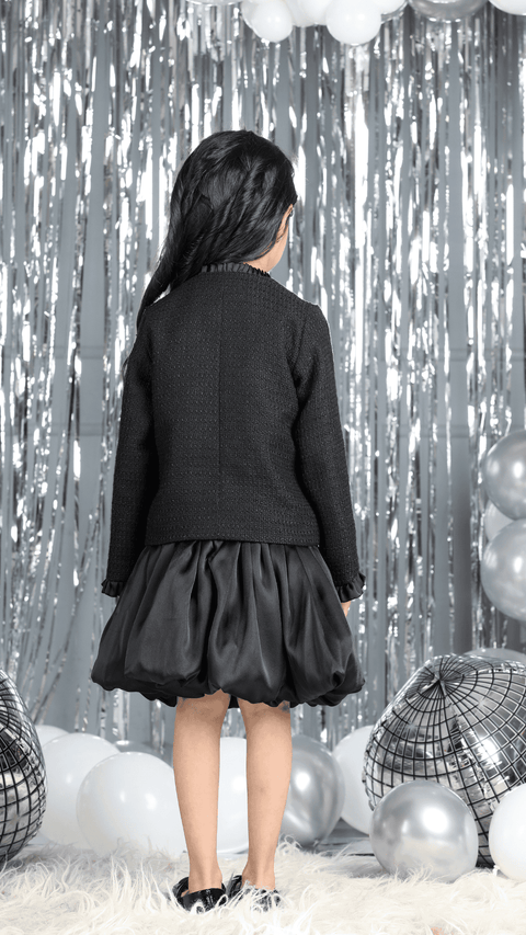 Pre-Order: Tweed Coat With Bow And Balloon Skirt