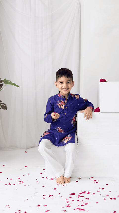 Pre-Order: PURPLE BIG FLORAL KURTA SET