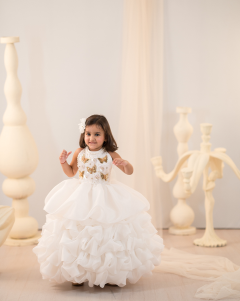 Pre-Order: Layered Golden Butterfly Gown