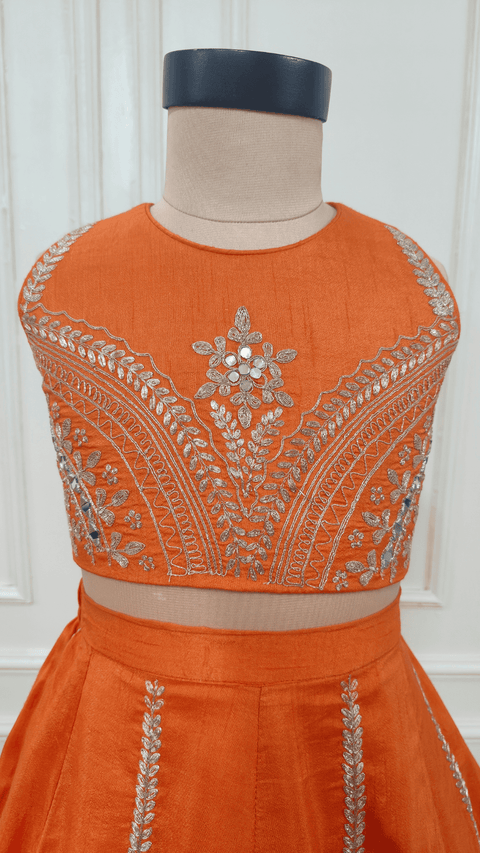 Pre-Order: Orange Embroidered Ghaghra