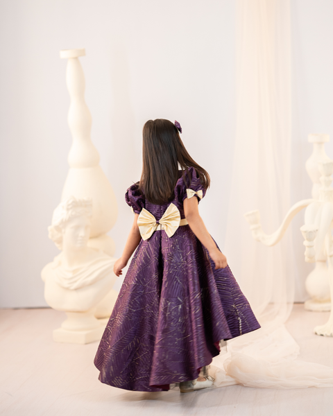Pre-Order: Magenta textured High- Low Gown