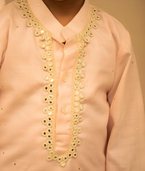 Pre-Order: Pink Mukesh Work Kurta with Pant