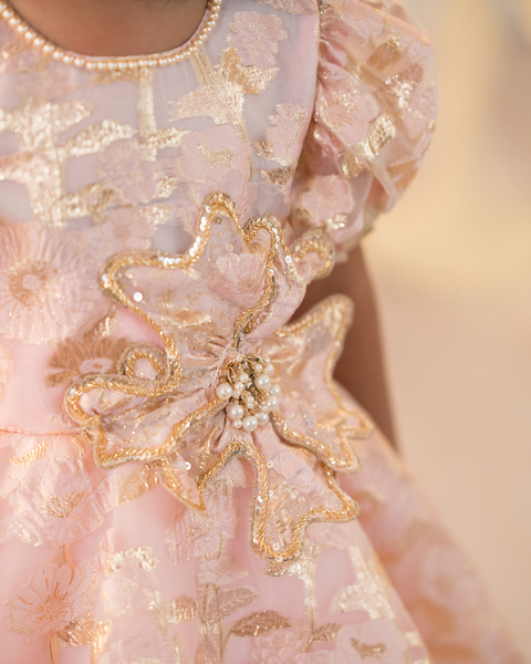 Pre-Order: Pink Jacquard High Low Gown