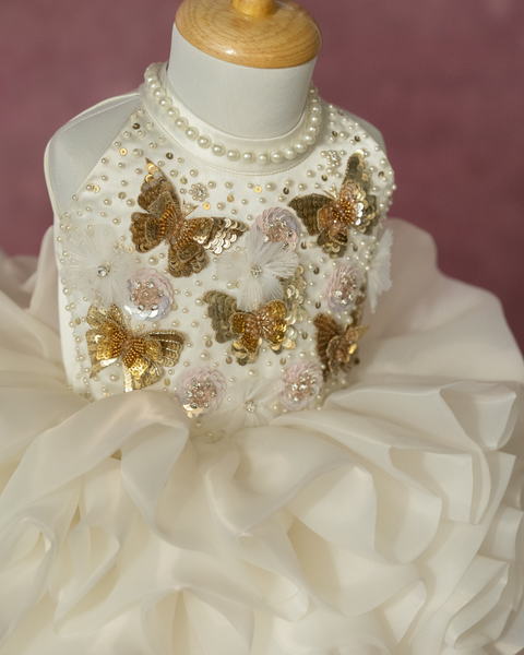 Pre-Order: Layered Golden Butterfly Dress