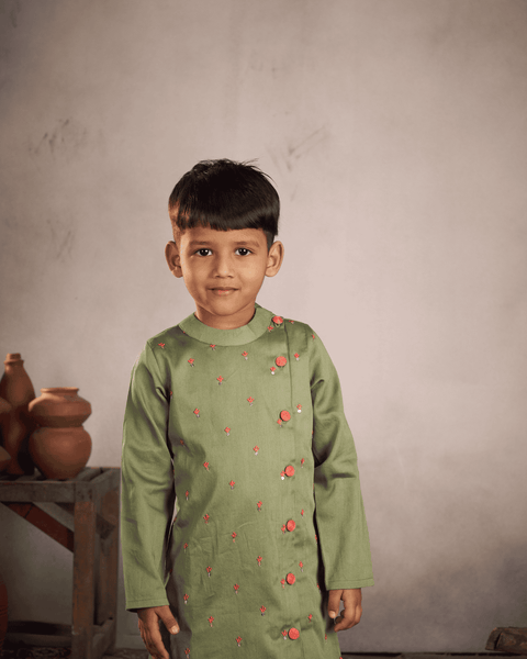 Pre-Order - OLIVE KURTA SET FOR BOYS