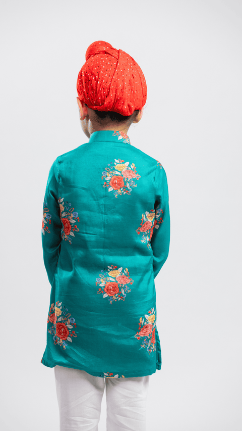 Pre-Order: GREEN FLORAL KURTA SET