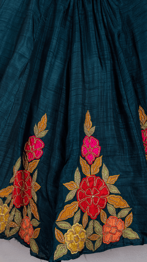 Pre-Order: Green Ghaghra with Floral emrboidery