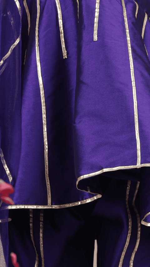 Pre-Order:Peplum Top wirh Tieable strings and gota work accompanied with Tulip Pants