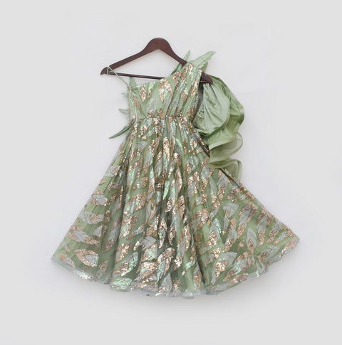 Pre-Order: Green Sequence Embroidery Jumpsuit