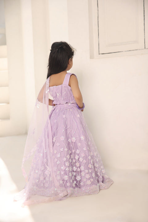 Pre Order: Lilac Embroidred Lehenga Choli