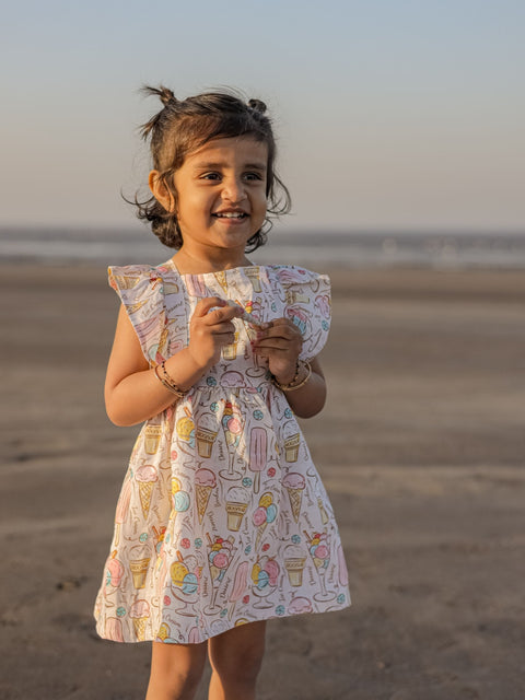 Pre-Order: Icecream and Candies Print Pure Linen Dress