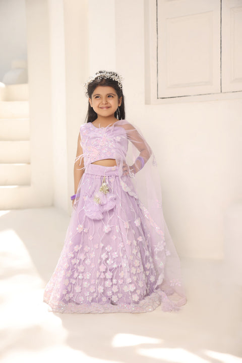 Pre Order: Lilac Embroidred Lehenga Choli