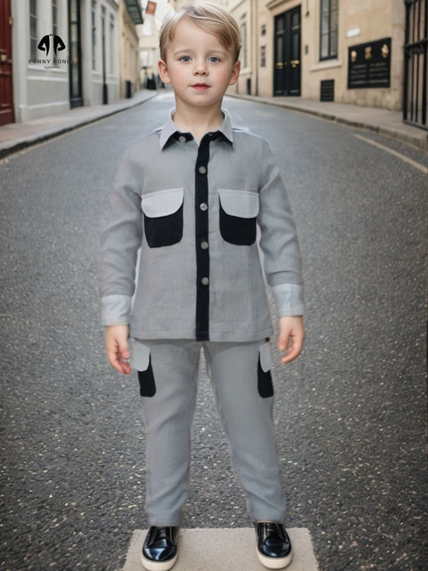 Pre-Order: Cargo Pocket Styled Pure Linen Premium Co-ords -  Grey - Dark Blue - White