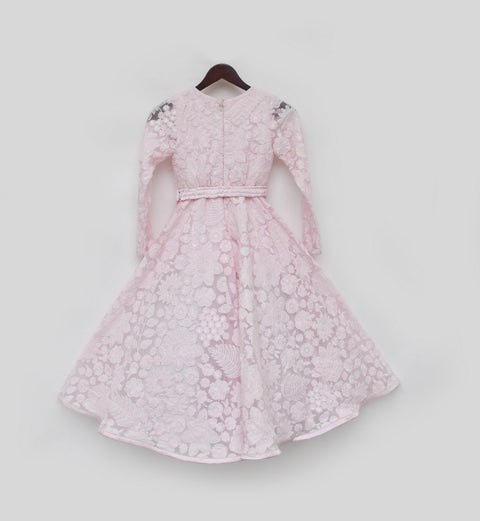 Pre Order: Baby Pink Embroidered Anarkali