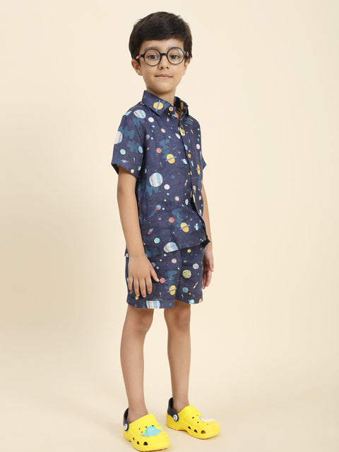 Pre-Order: Planet Printed Pure Linen  Premium Co-ords