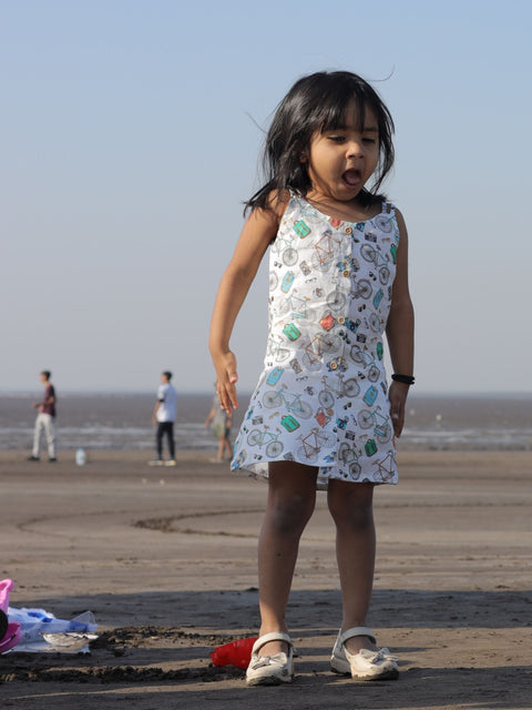 Pre-Order: Cycle Camera Bag Print Line Pure Linen Dress