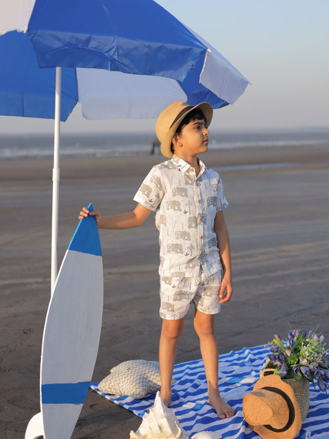 Pre-Order: Enchanted Elephants Printed Pure Linen  Premium Co-ords