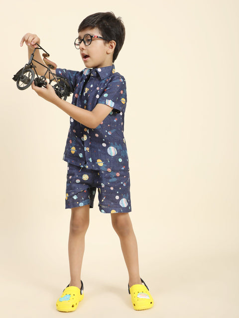 Pre-Order: Planet Printed Pure Linen  Premium Co-ords