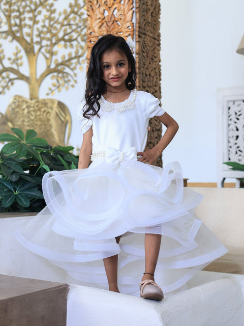 Pre-Order: White Dress With Detachable Drape