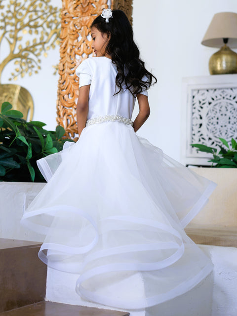 Pre-Order: White Dress With Detachable Drape