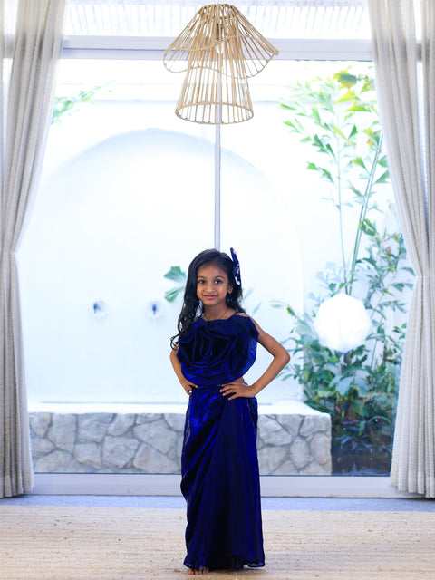 Pre-Order: Royal Blue Drape Skirt Top Set