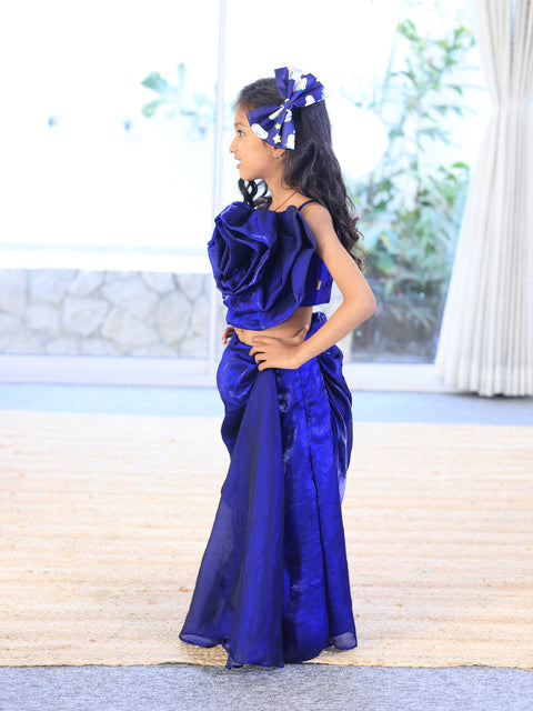 Pre-Order: Royal Blue Drape Skirt Top Set