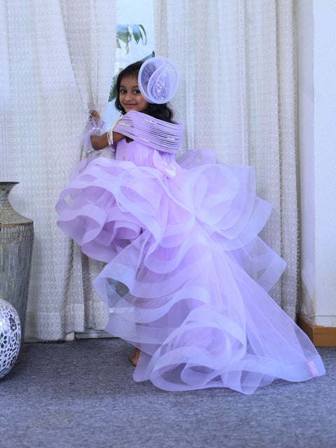 Pre-Order: Lavender Structured Dress With Detachable Drape