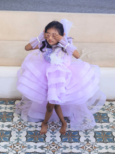 Pre-Order: Lavender Structured Dress With Detachable Drape