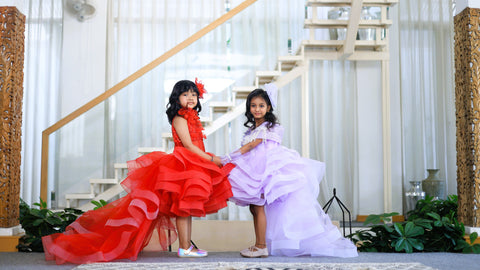 Pre-Order: Red princess dress with detachable drape