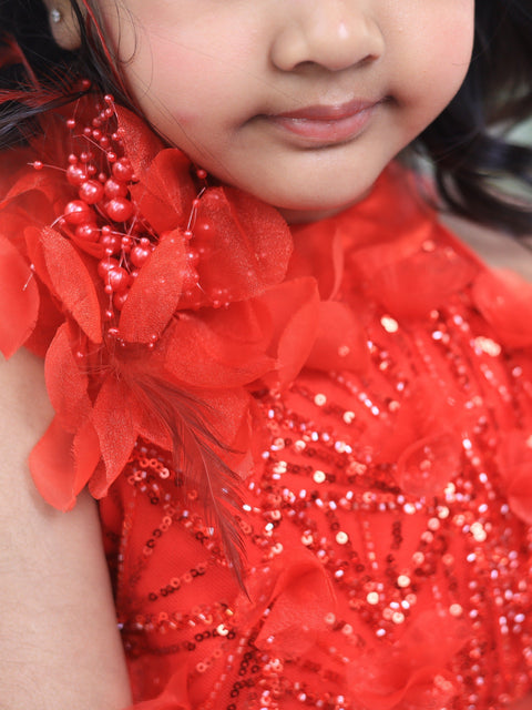 Pre-Order: Red princess dress with detachable drape