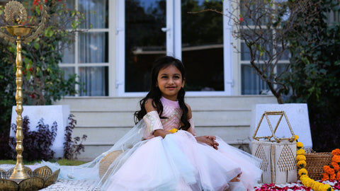 Pre-Order: Pink flared lehenga with sleeve dupatta