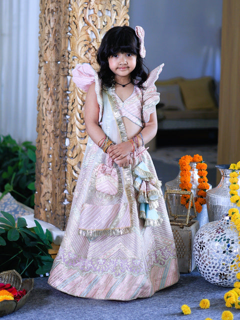 Pre-Order: Heavy embroidered Gota Lace Top and Lehenga