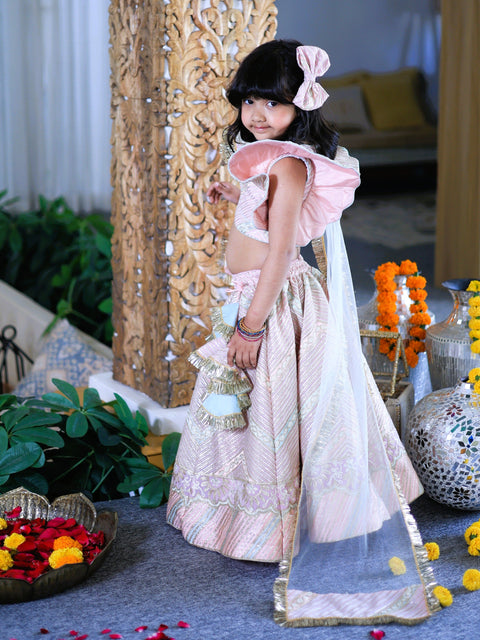 Pre-Order: Heavy embroidered Gota Lace Top and Lehenga