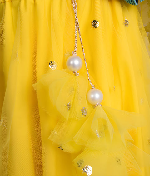 Pre-Order: Blue Brocade Choli with Lehenga