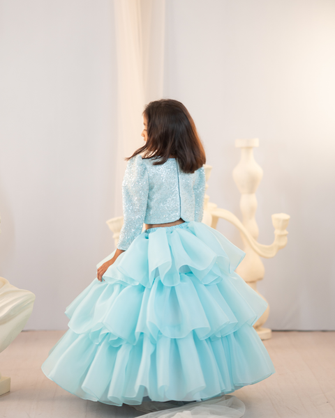 Pre-Order: Blue Layered Lehenga