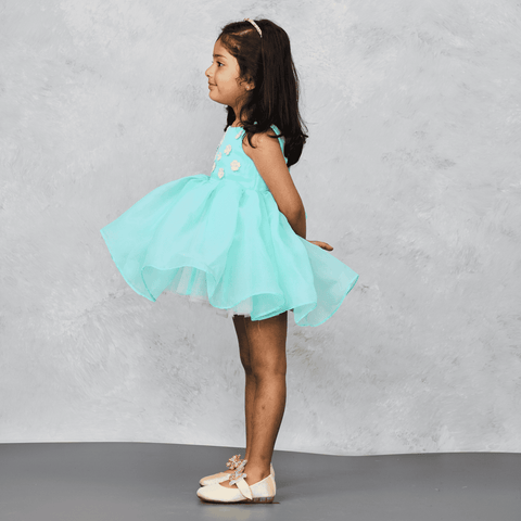 Pre-Order: Blue Mesh Organza Dress