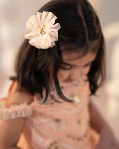Pre-Order: Peach Esmeralda high-low gown