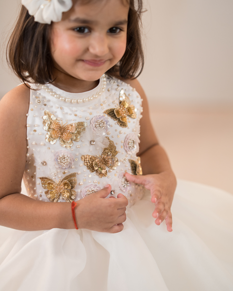 Pre-Order: Layered Golden Butterfly Gown