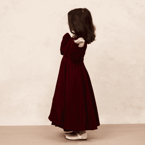 Pre-Order: Chic Maroon Velvet Full Sleeve Gown