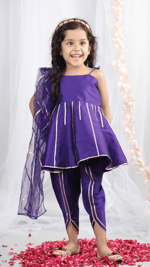 Pre-Order:Peplum Top wirh Tieable strings and gota work accompanied with Tulip Pants