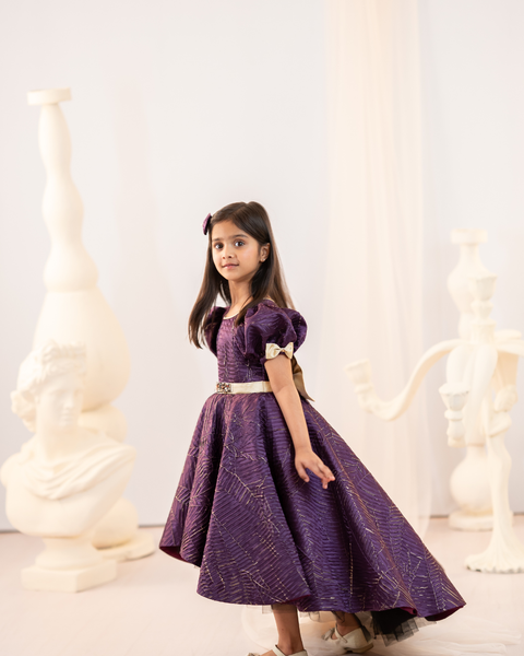 Pre-Order: Magenta textured High- Low Gown