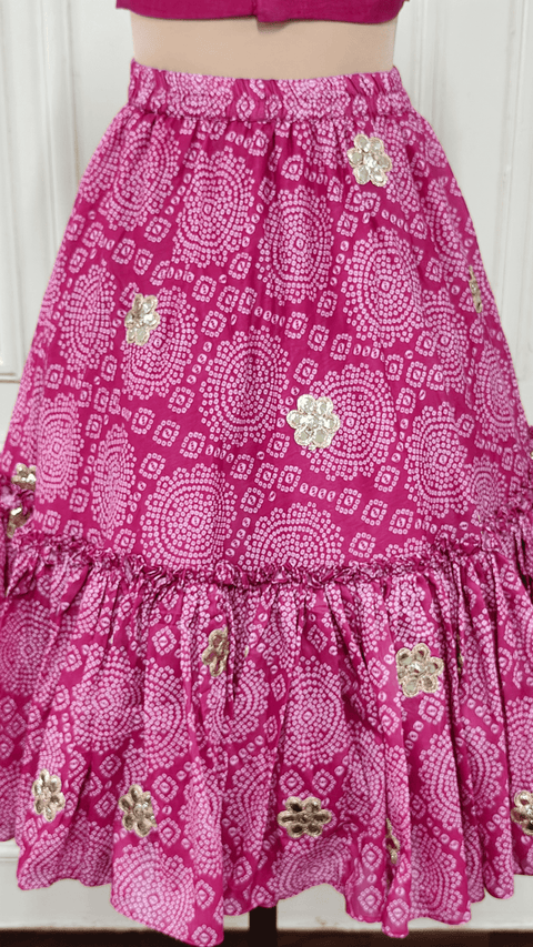 Pre-Order: Pink Bandhej Gota Ghaghra