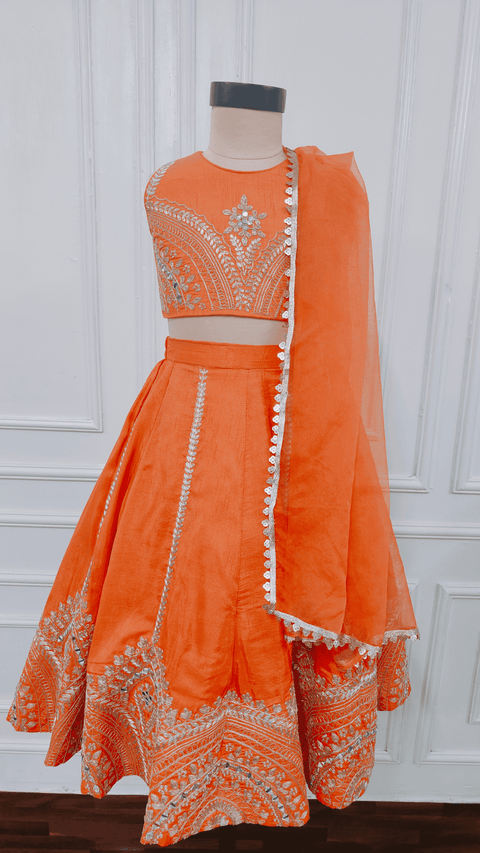 Pre-Order: Orange Embroidered Ghaghra
