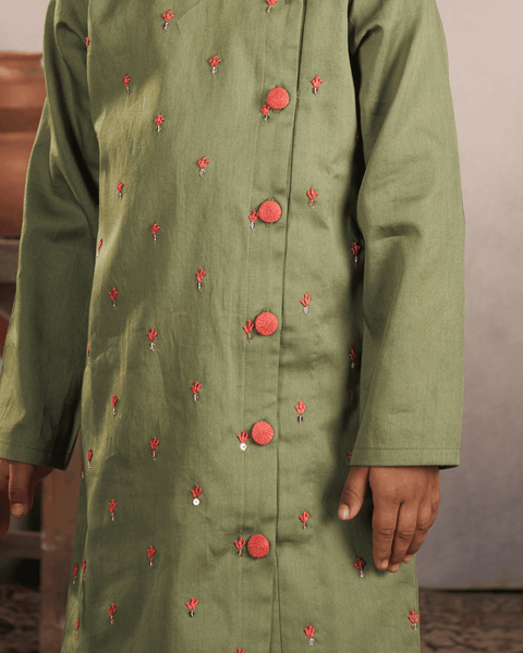 Pre-Order - OLIVE KURTA SET FOR BOYS