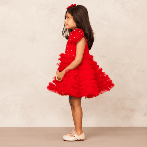 Pre-Order: Sultry Red Ruffle Dress