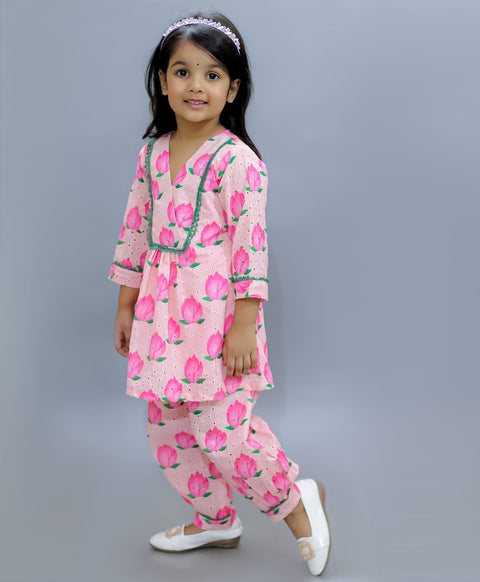 Pre-Order: Lotus Print Kurta and Salwar Set