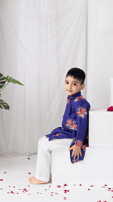 Pre-Order: PURPLE BIG FLORAL KURTA SET