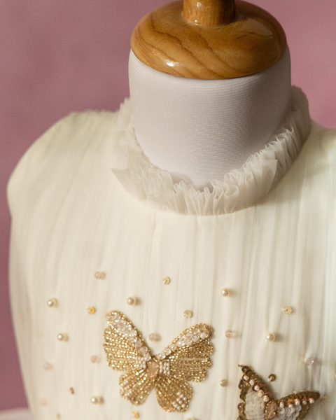 Pre-Order: Layered Butterfly Dress In Off-white
