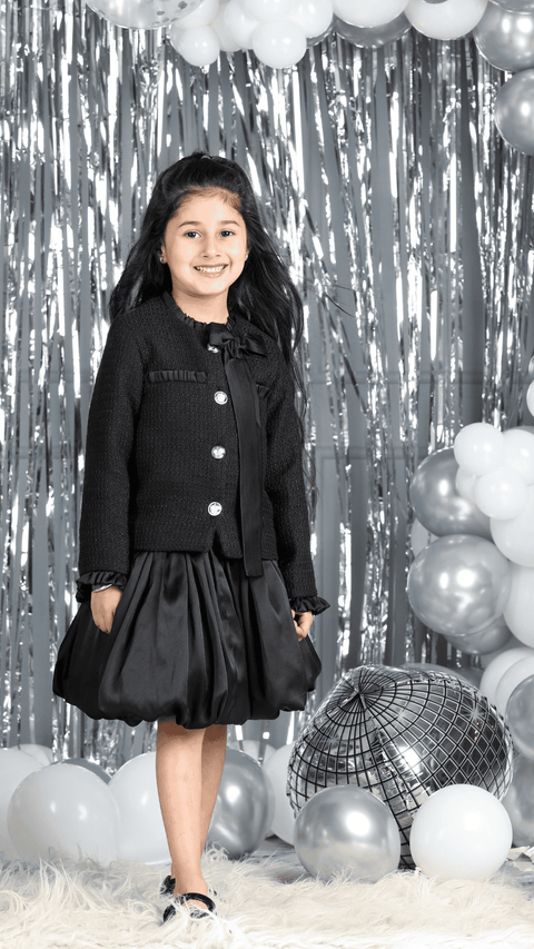 Pre-Order: Tweed Coat With Bow And Balloon Skirt