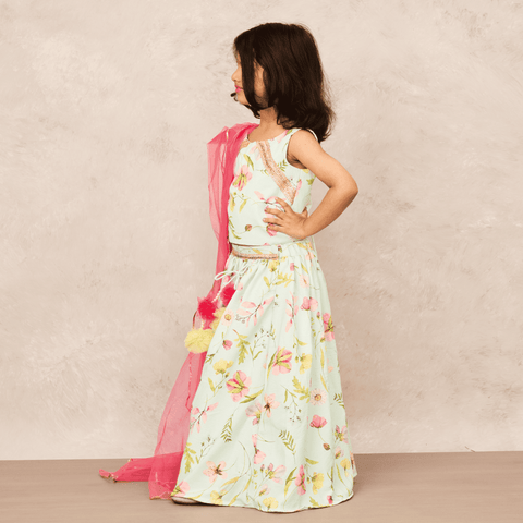 Pre-Order: Floral Green Ghagra Choli